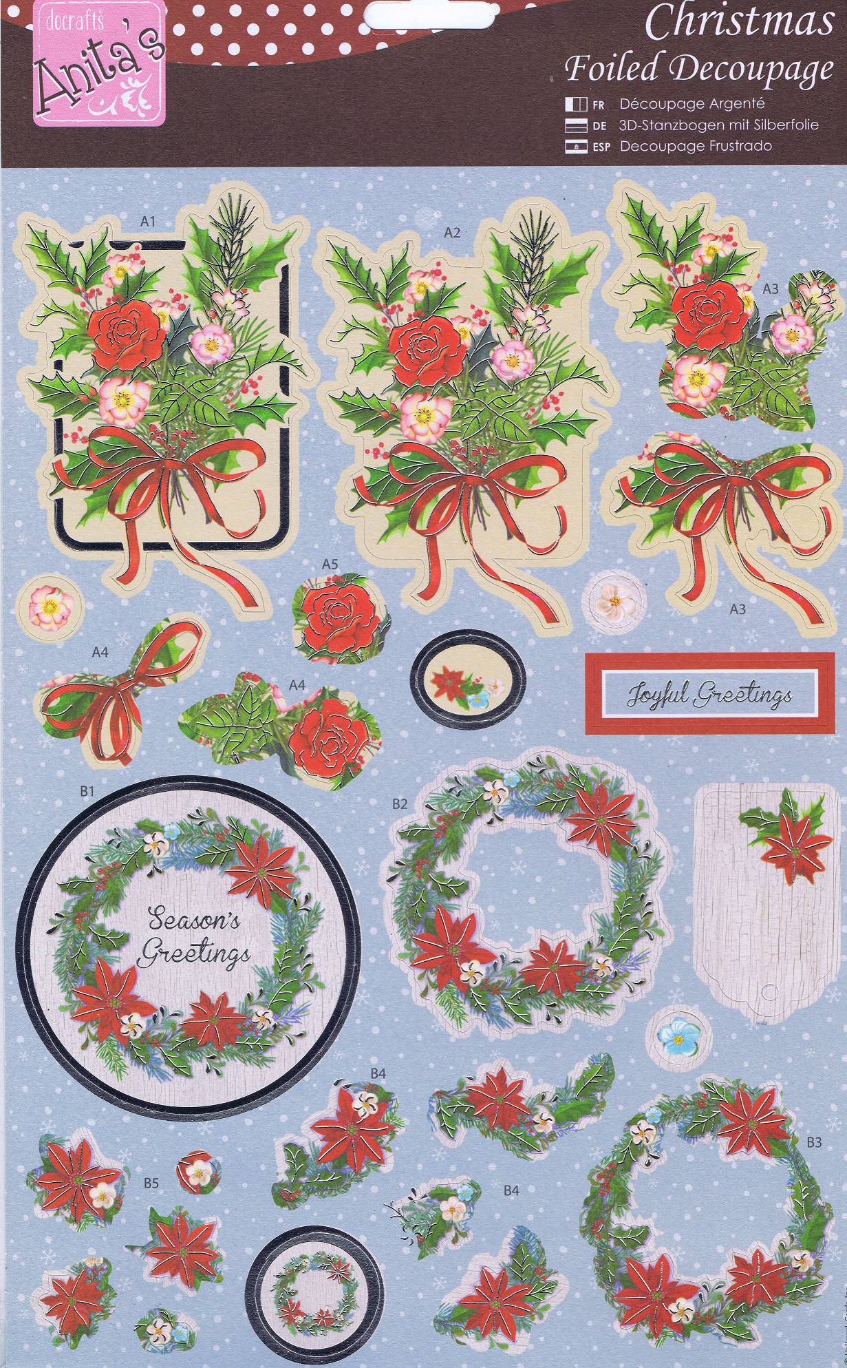 anita's christmas foiled decoupage seasonal wreath.