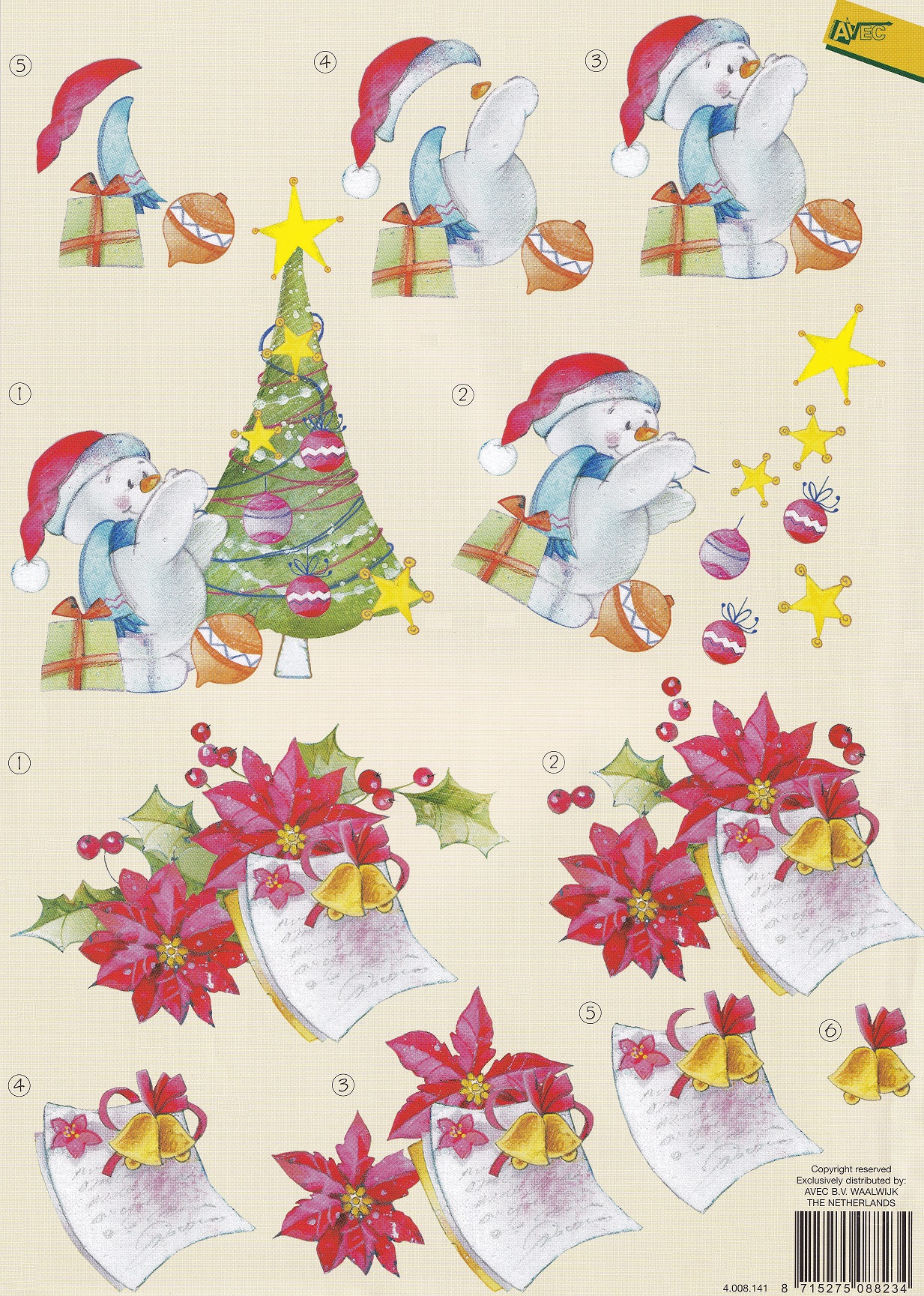 avec a4 christmas decoupage sheet snowman