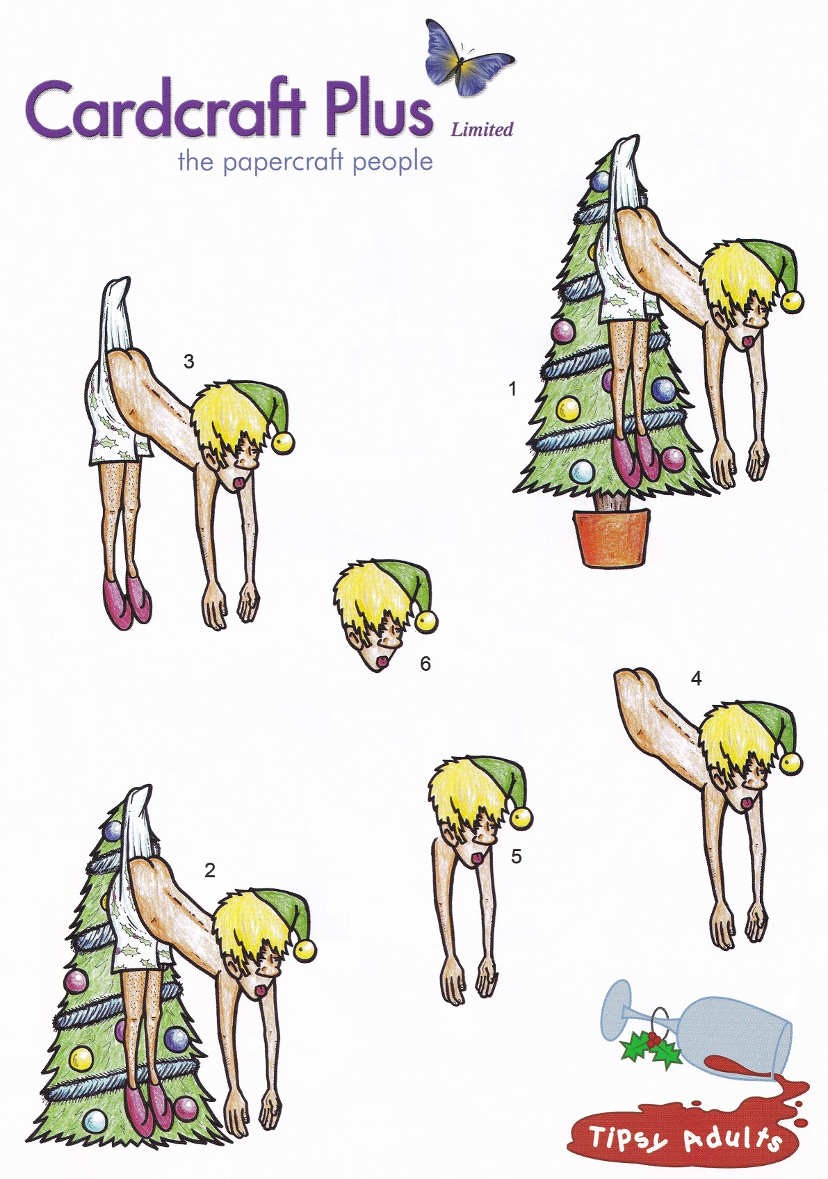 cardcraft plus tipsy adults decoupage sheet drunk elf