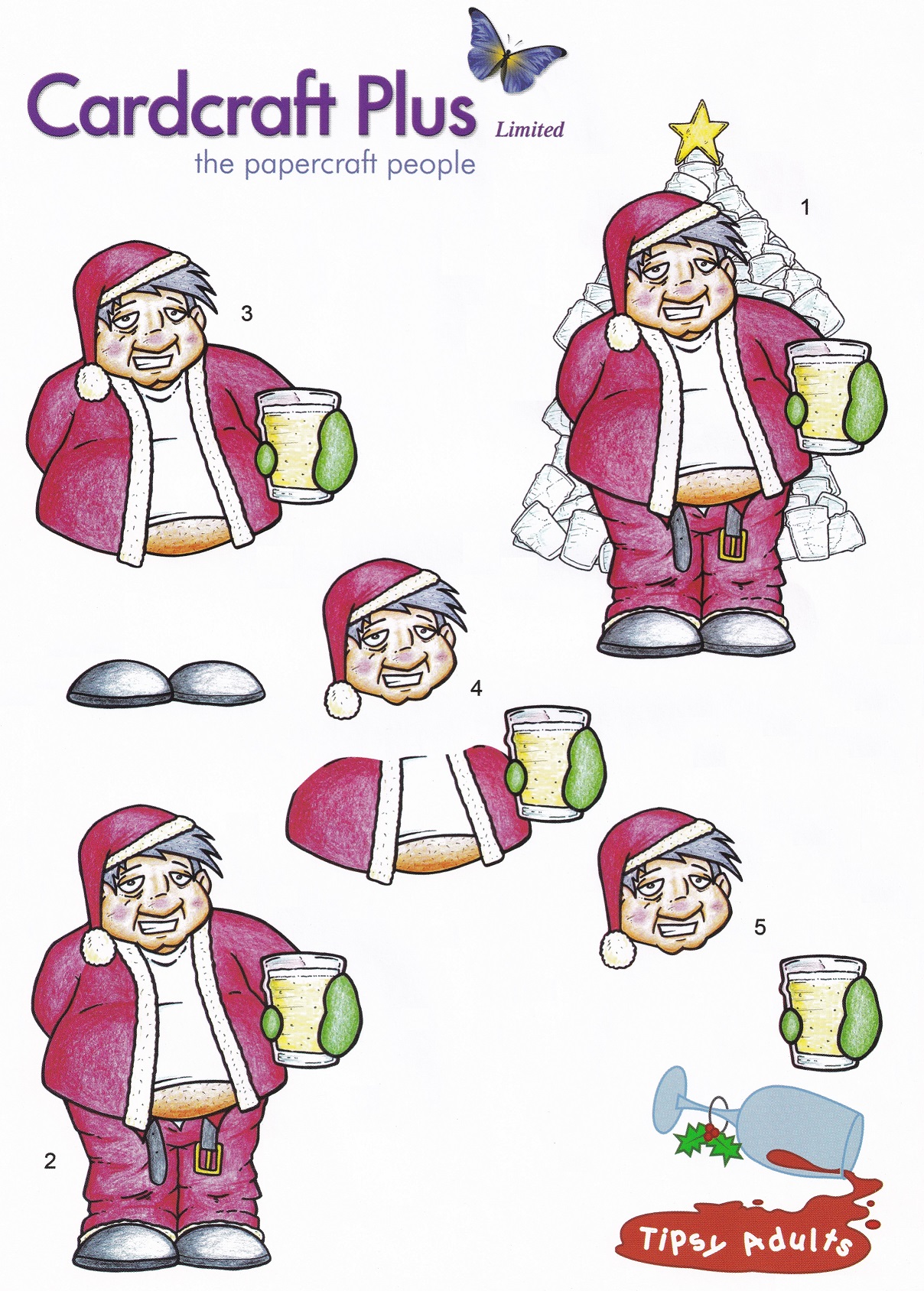 cardcraft plus tipsy adults decoupage sheet sozzled santa