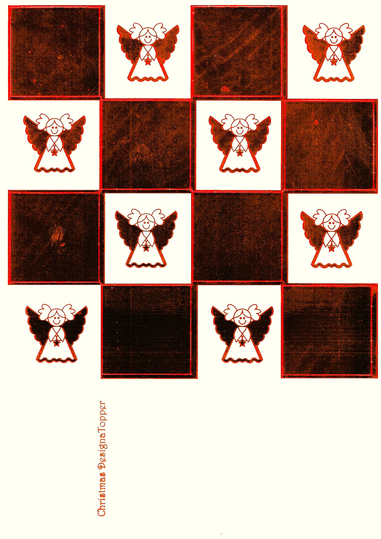 christmas designa topper red metallic foiled angels sheet