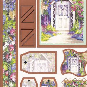 country cottage door a5 decoupage & tags sheet