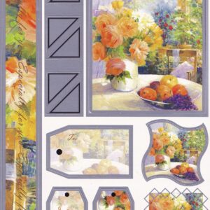 country cottage table a5 decoupage & tags sheet
