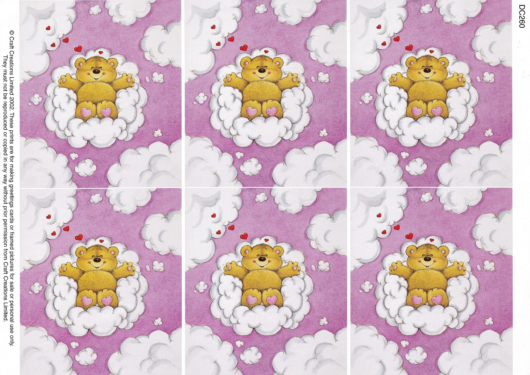 craft creations a4 valentines cloud bear topper sheet