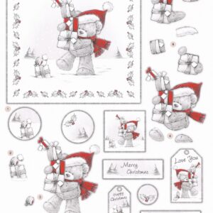 craft creations ltd bear with presents 3d decoupage sheet