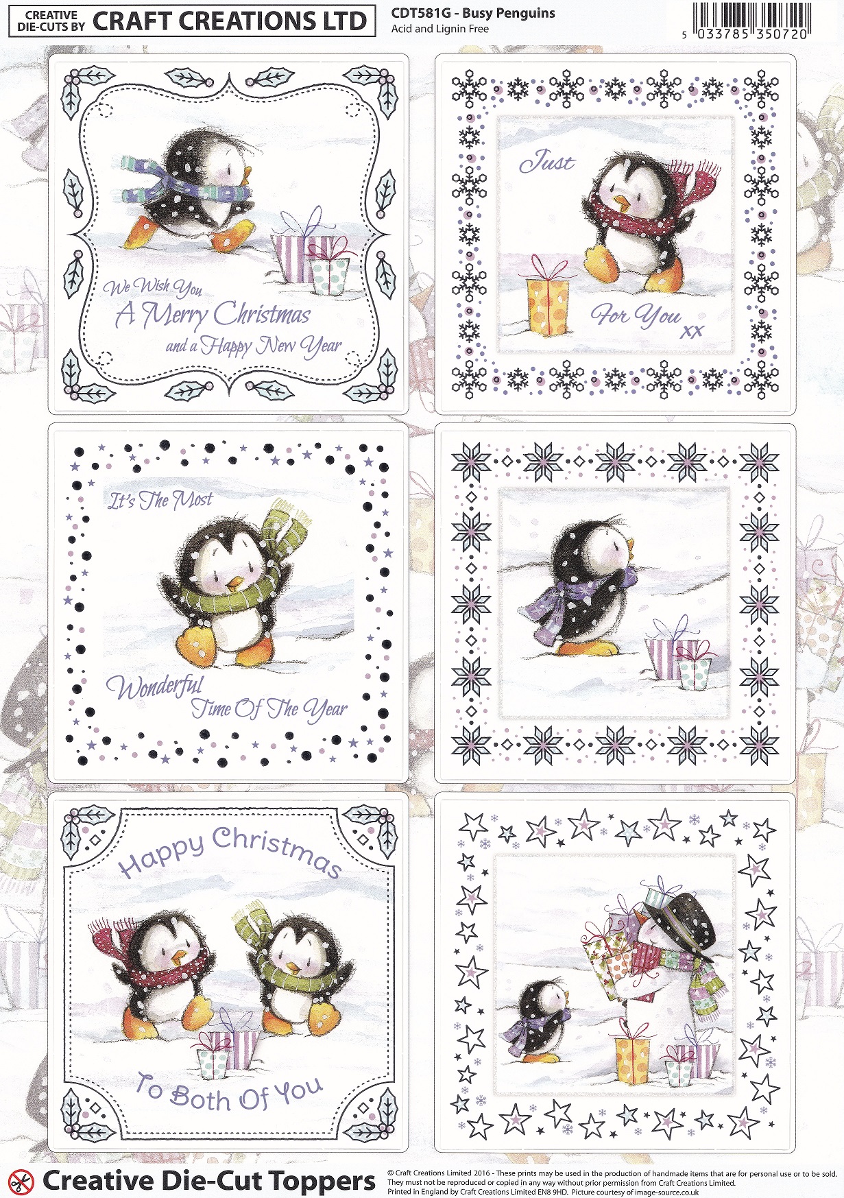 craft creations ltd busy penguins topper sheet