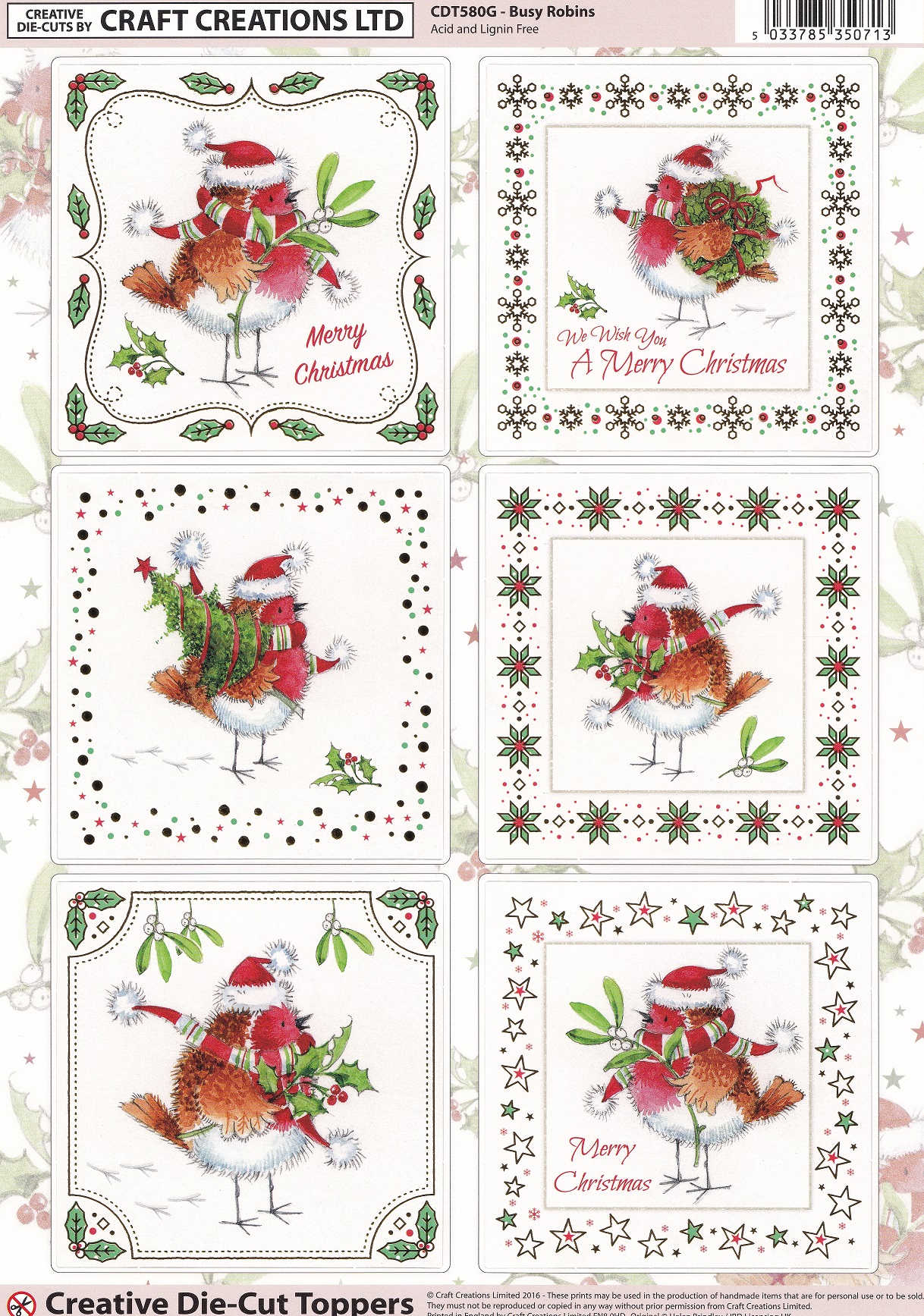 craft creations ltd busy robins topper sheet