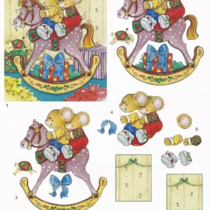 craft creations ltd rocking horse mice 3d decoupage sheet