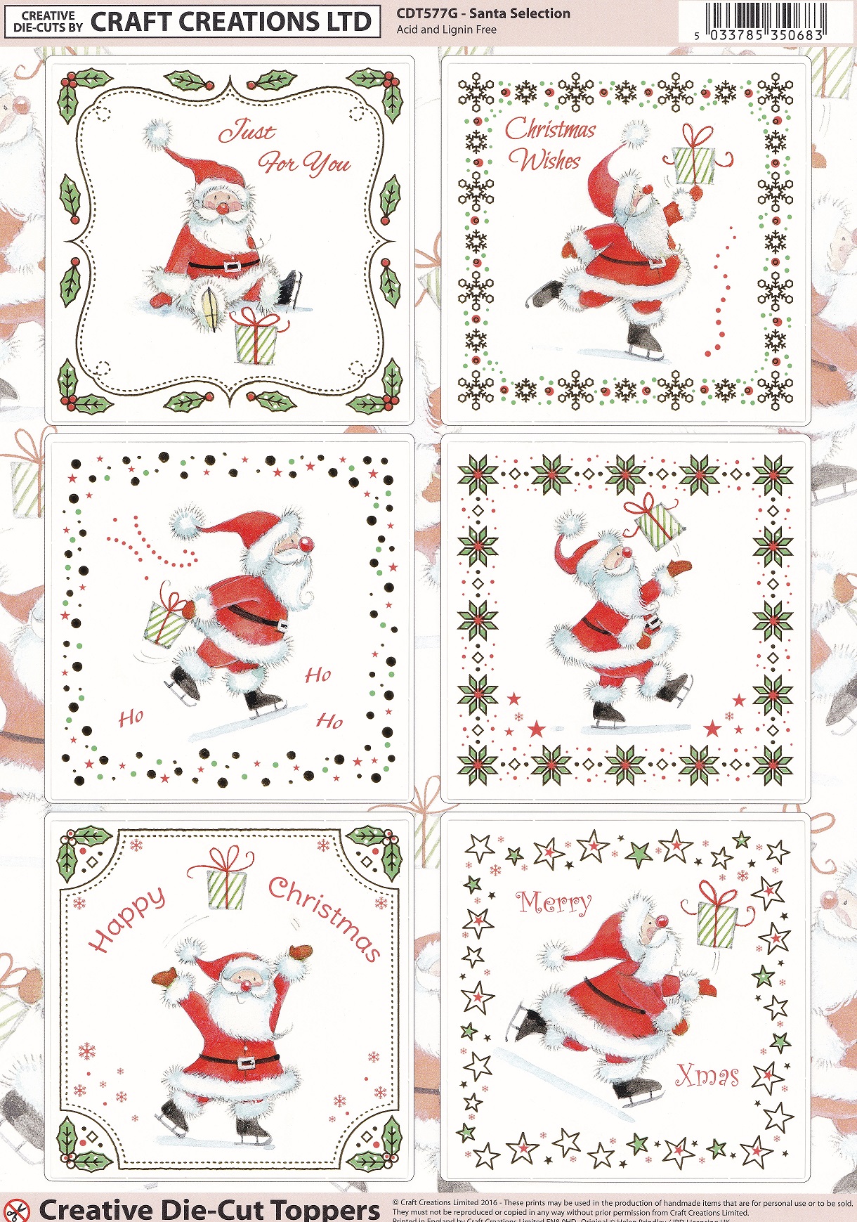 craft creations ltd santa selection topper sheet