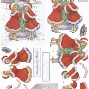 craft creations ltd victorian girls & snowman 3d decoupage