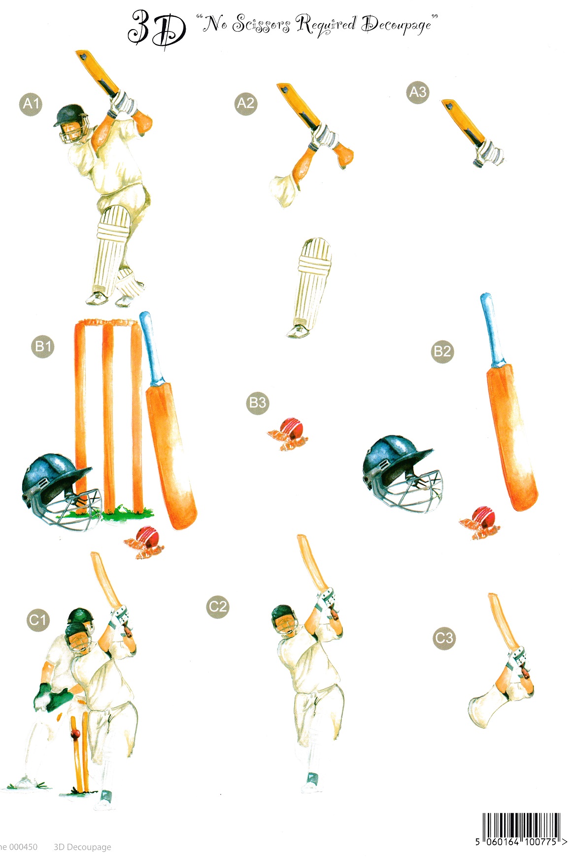 craft uk 3d decoupage sheet cricket