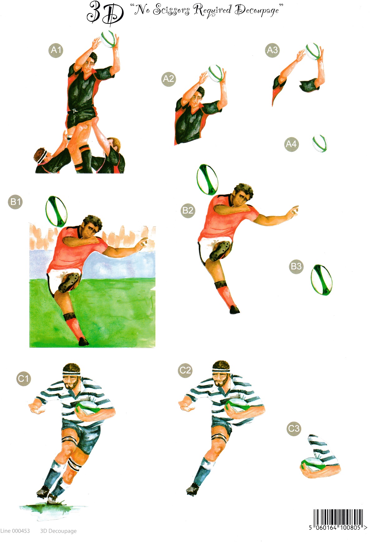 craft uk 3d decoupage sheet rugby