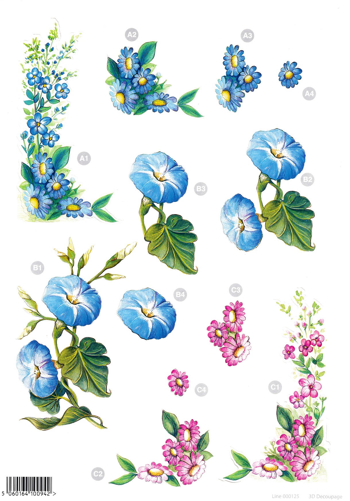craft uk 3d floral decoupage sheet
