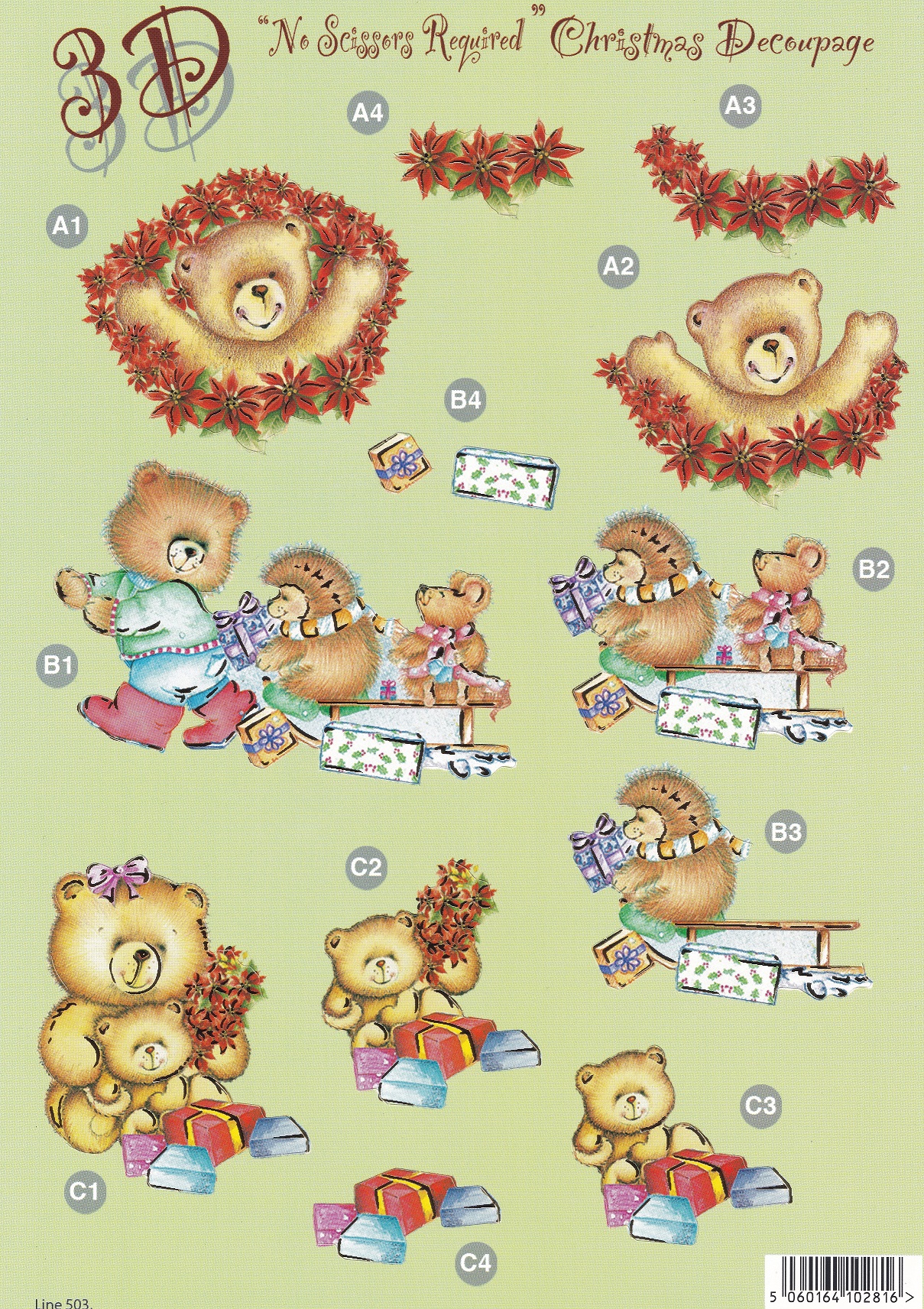 craft uk a4 christmas 3d decoupage sheet