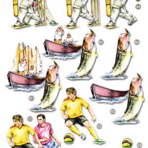 craft uk decoupage trio cricket, fishing, football