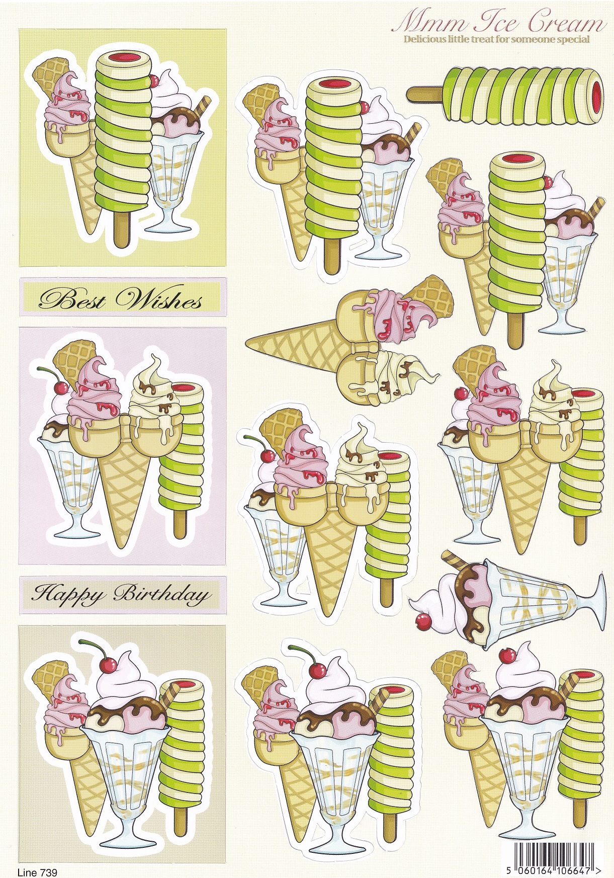 craft uk mmm ice cream decoupage sheet