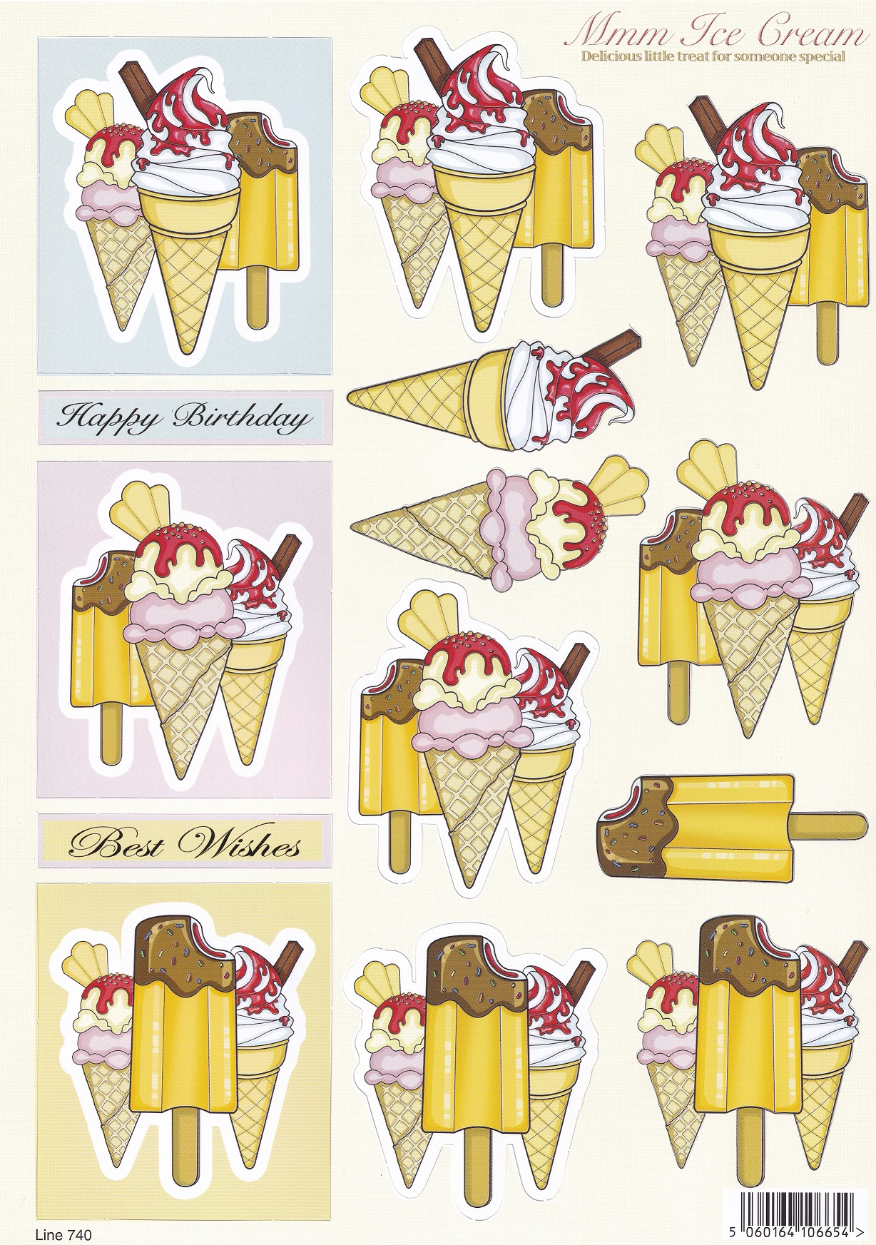 craft uk mmm ice cream decoupage sheet