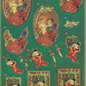 create & craft a4 3d christmas decoupage sheet little children poinsettia garland