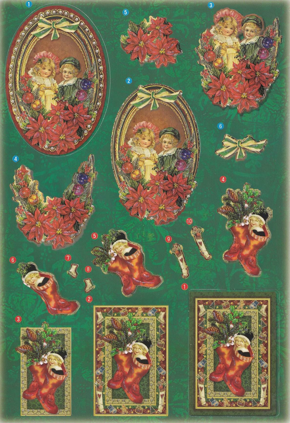 create & craft a4 3d christmas decoupage sheet little children poinsettia garland
