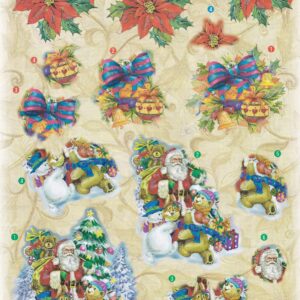 create & craft a4 3d christmas decoupage sheet poinsettia baubles santa
