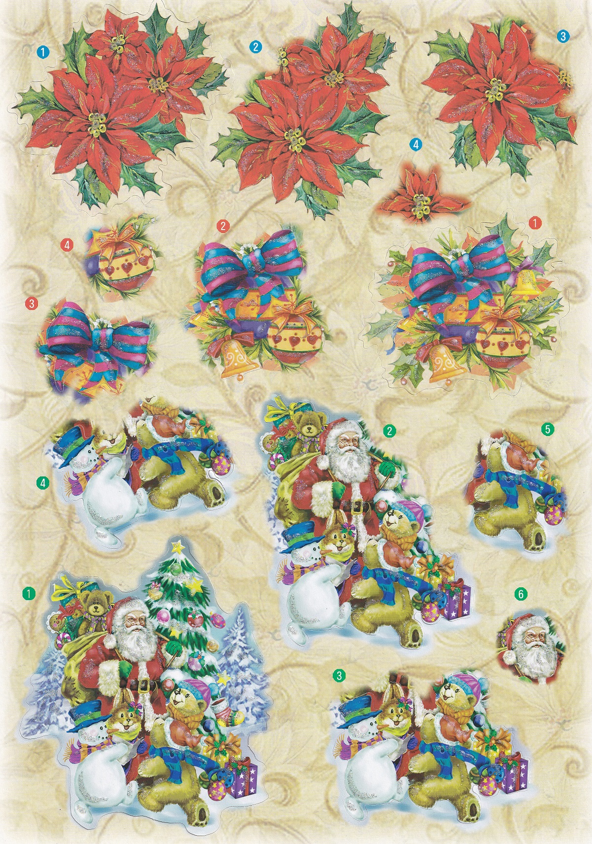 create & craft a4 3d christmas decoupage sheet poinsettia baubles santa