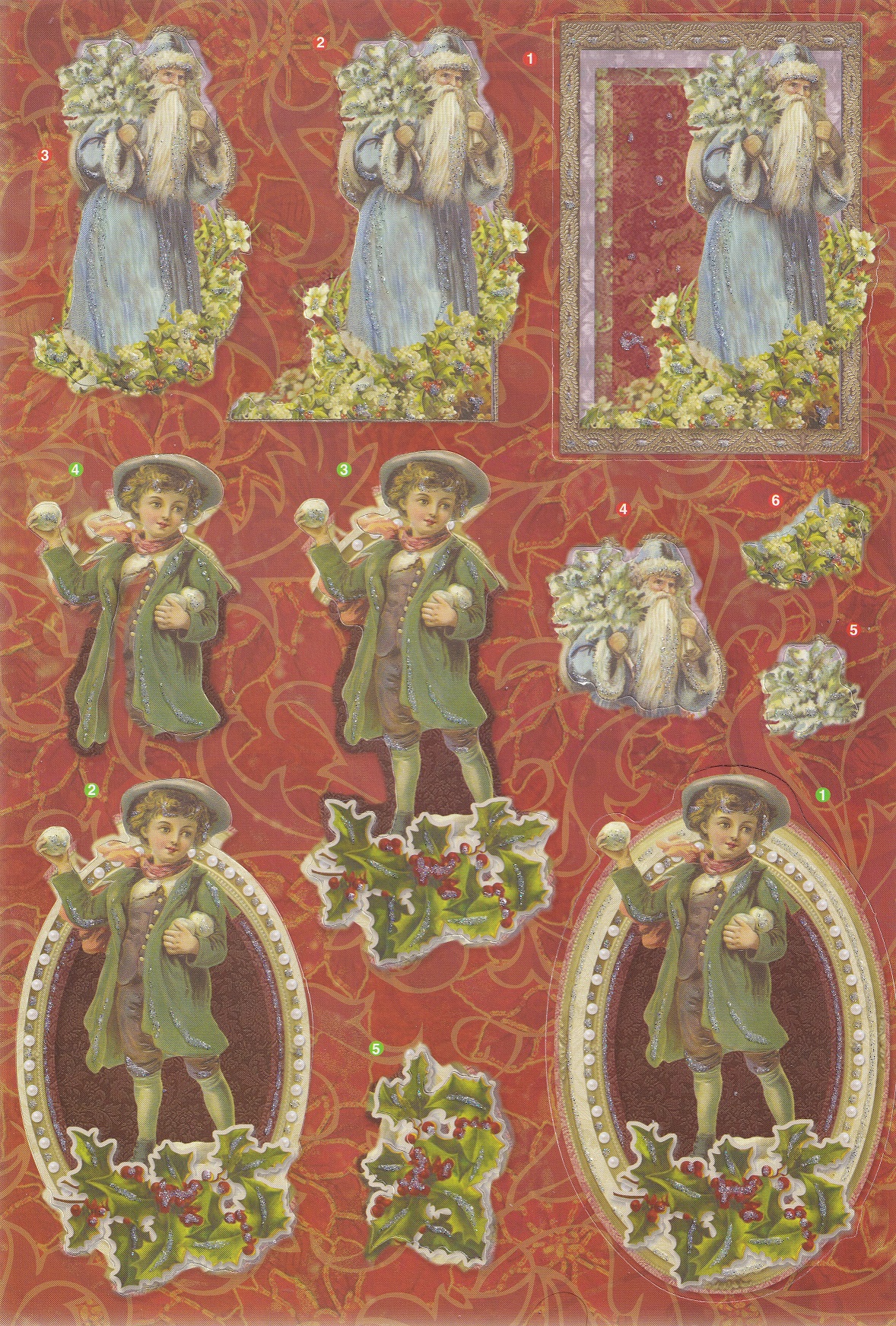 create & craft a4 christmas 3d decoupage sheet snowballing boy