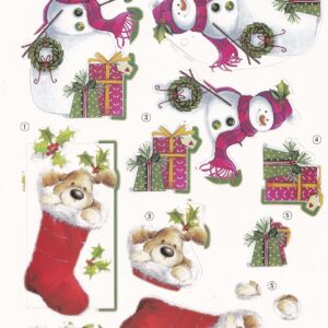 create & craft a4 christmas decoupage sheet puppy & stockings