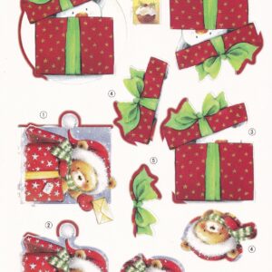create & craft a4 christmas decoupage sheet teddy & present