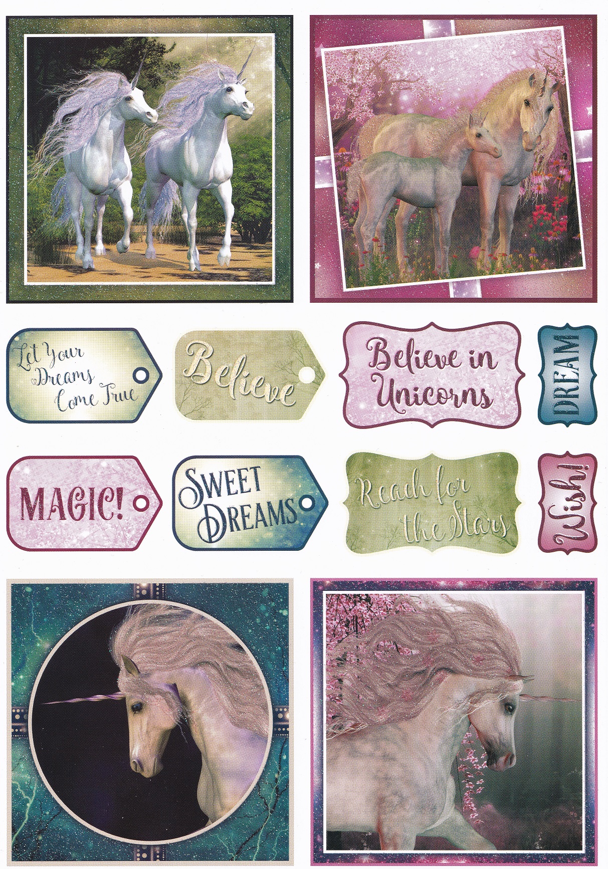 create & craft magical unicorns topper sheet