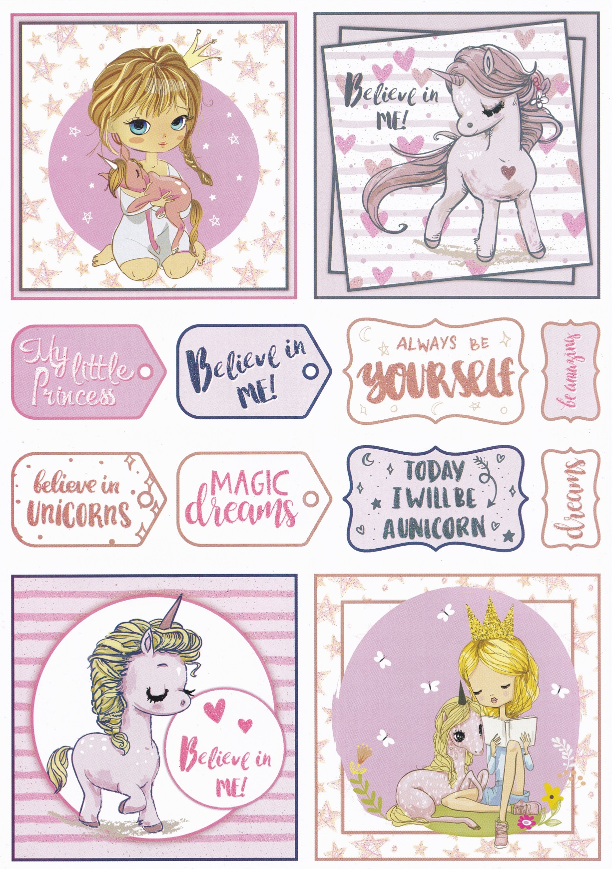 create & craft magical unicorns topper sheet