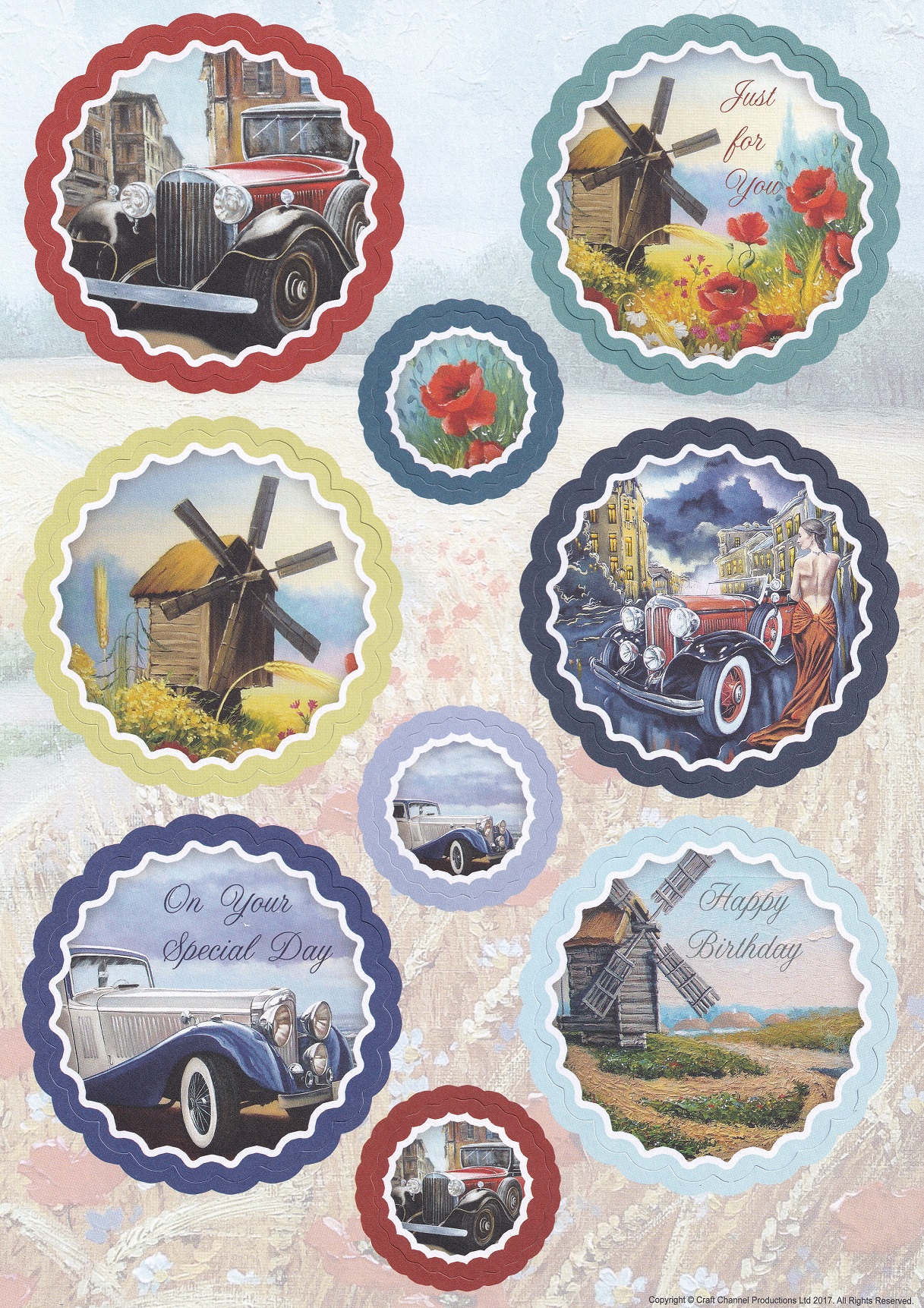 create & craft vintage cars topper sheet