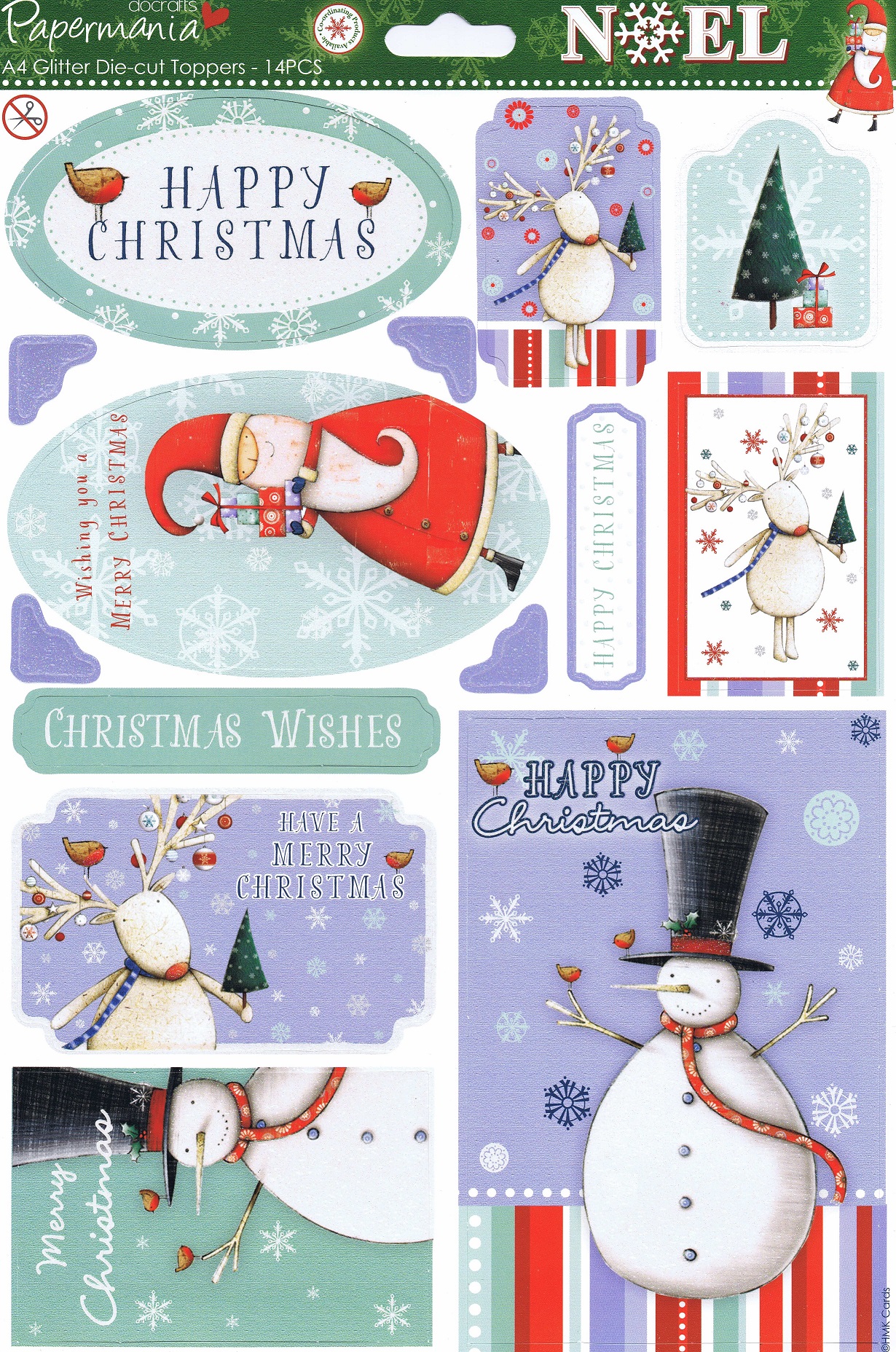 docrafts a4 glitter die cut toppers noel (winter wishes)
