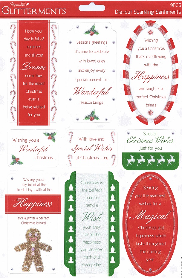 docrafts glitterments die cut sparkling sentiments wonderful christmas