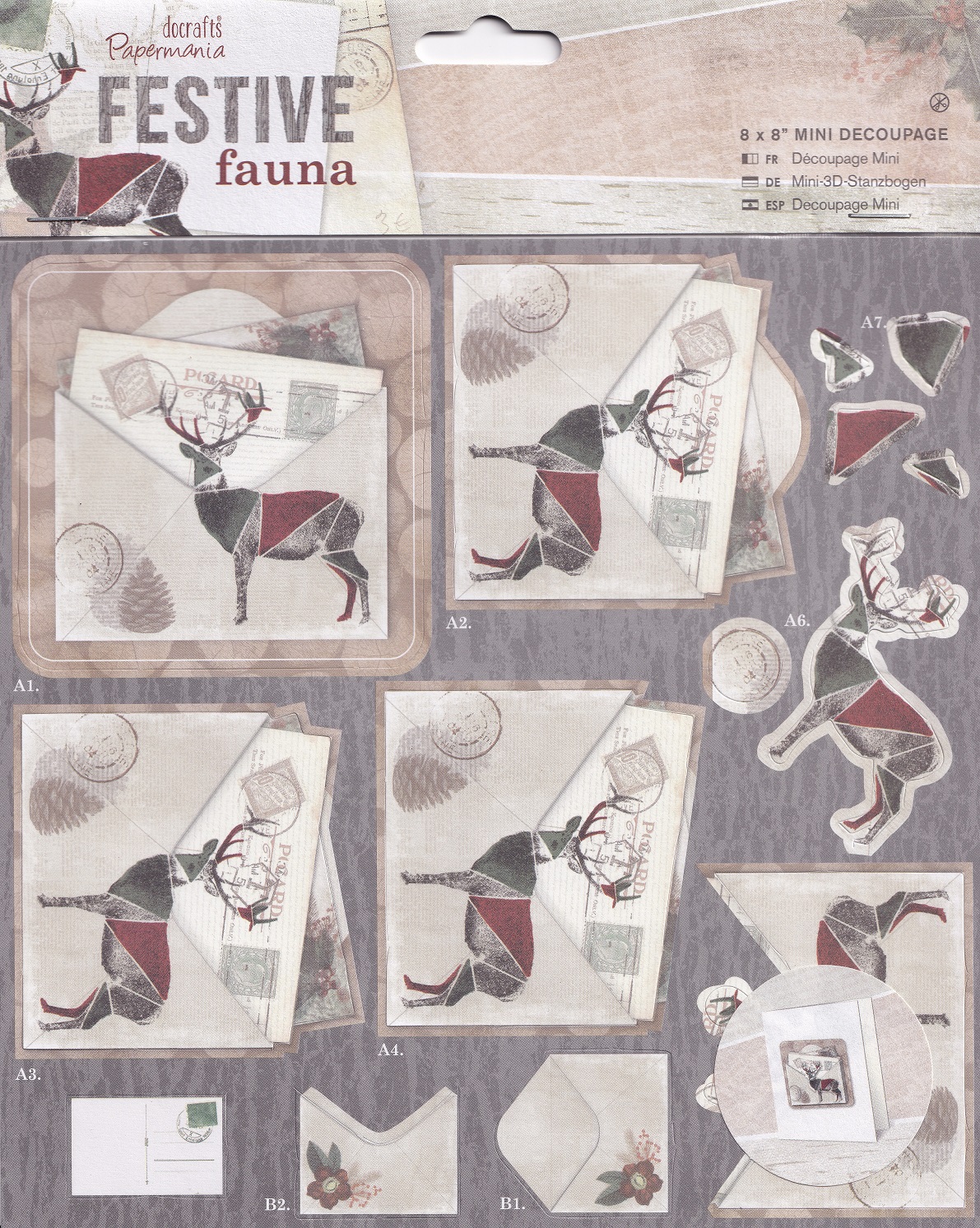 docrafts festive fauna 8x8 mini decoupage