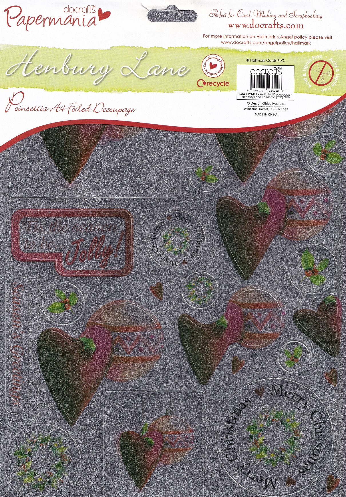 docrafts henbury lane a4 foiled decoupage poinsettia gifts