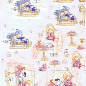docrafts tilly daydream sledge a4 decoupage sheet