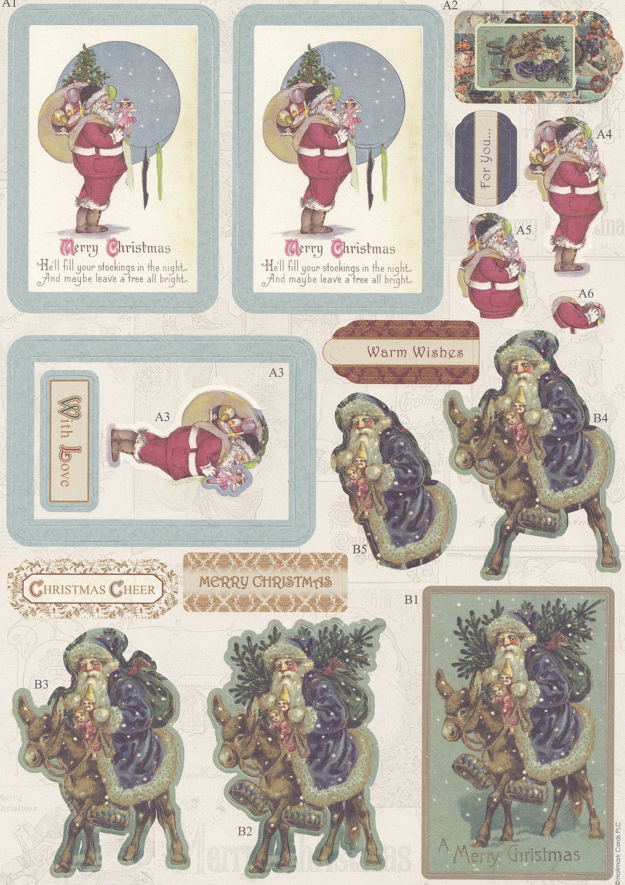 docrafts victorian christmas a4 decoupage pack santa