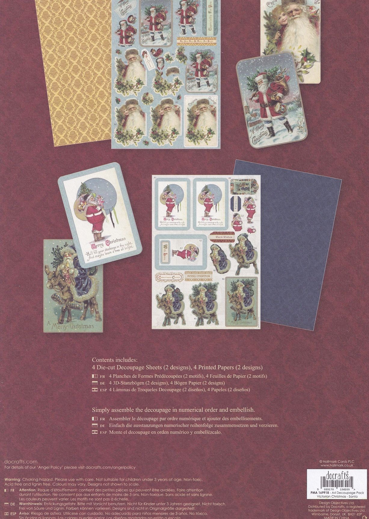docrafts victorian christmas a4 decoupage pack santa