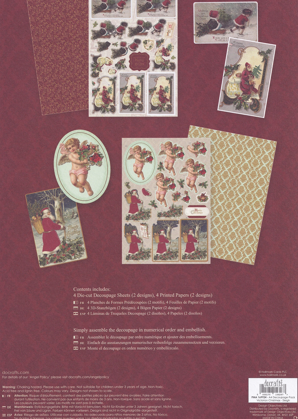 docrafts victorian christmas a4 decoupage pack sleigh