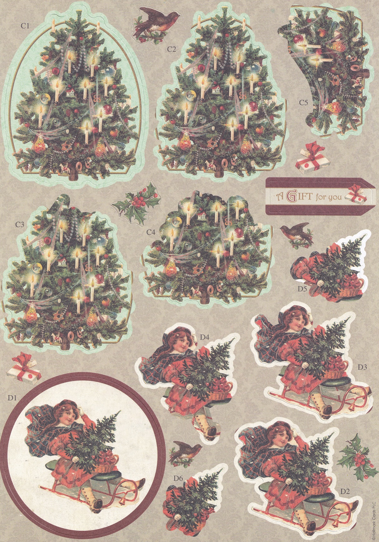 docrafts victorian christmas a4 decoupage pack trees