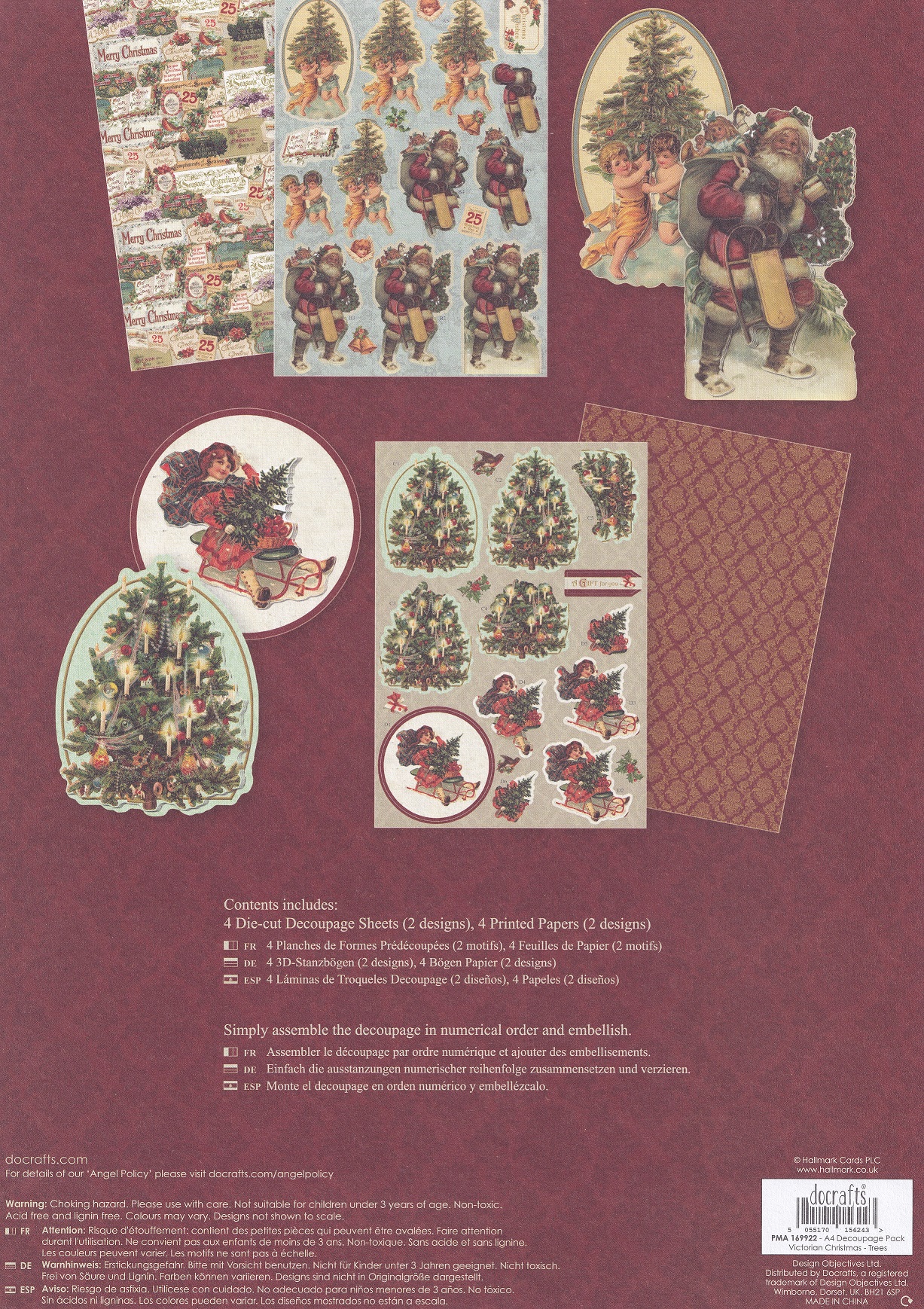 docrafts victorian christmas a4 decoupage pack trees
