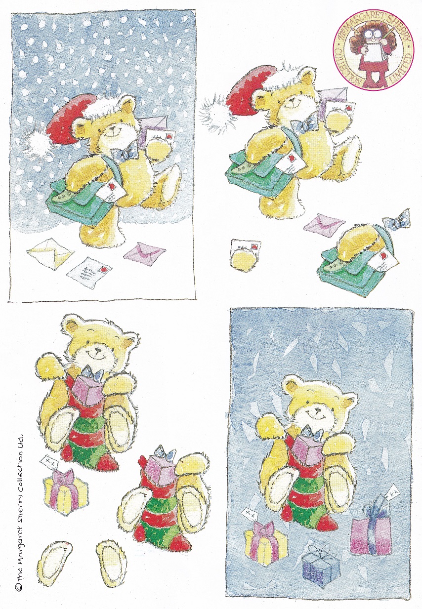 margaret sherry a5 christmas decoupage collection post bear