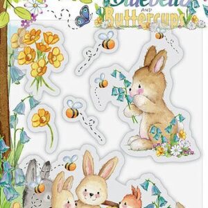 craft consortium bluebells & buttercups clear acrylic stamps bench