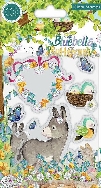 craft consortium bluebells & buttercups clear acrylic stamps donkey
