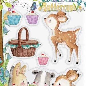 craft consortium bluebells & buttercups clear acrylic stamps picnic