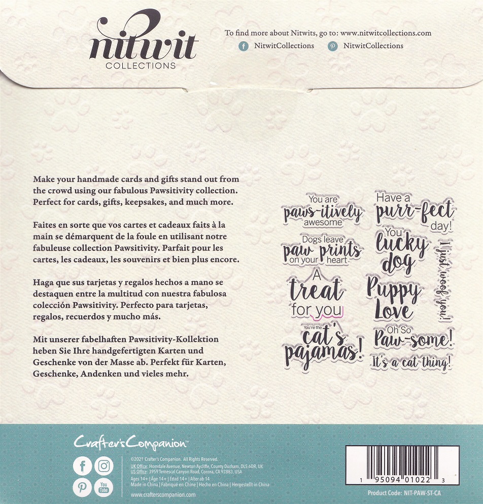 crafters companion nitwit collections paws itivity clear acrylic stamp set