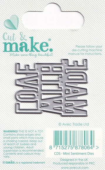 cut & make mini sentiment die made with love