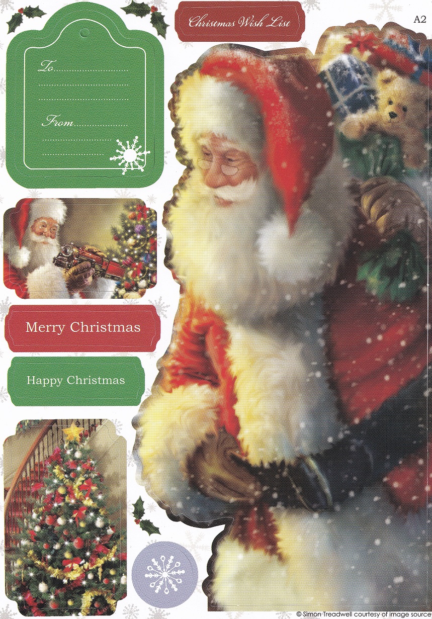 docrafts christmas tidings a5 decoupage card santa