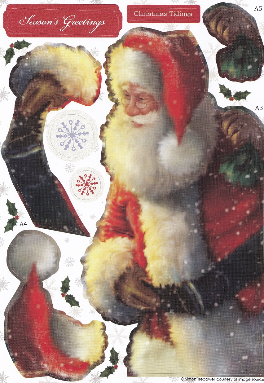 docrafts christmas tidings a5 decoupage card santa