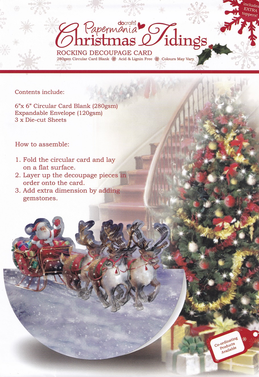 docrafts christmas tidings rocking decoupage card sleigh